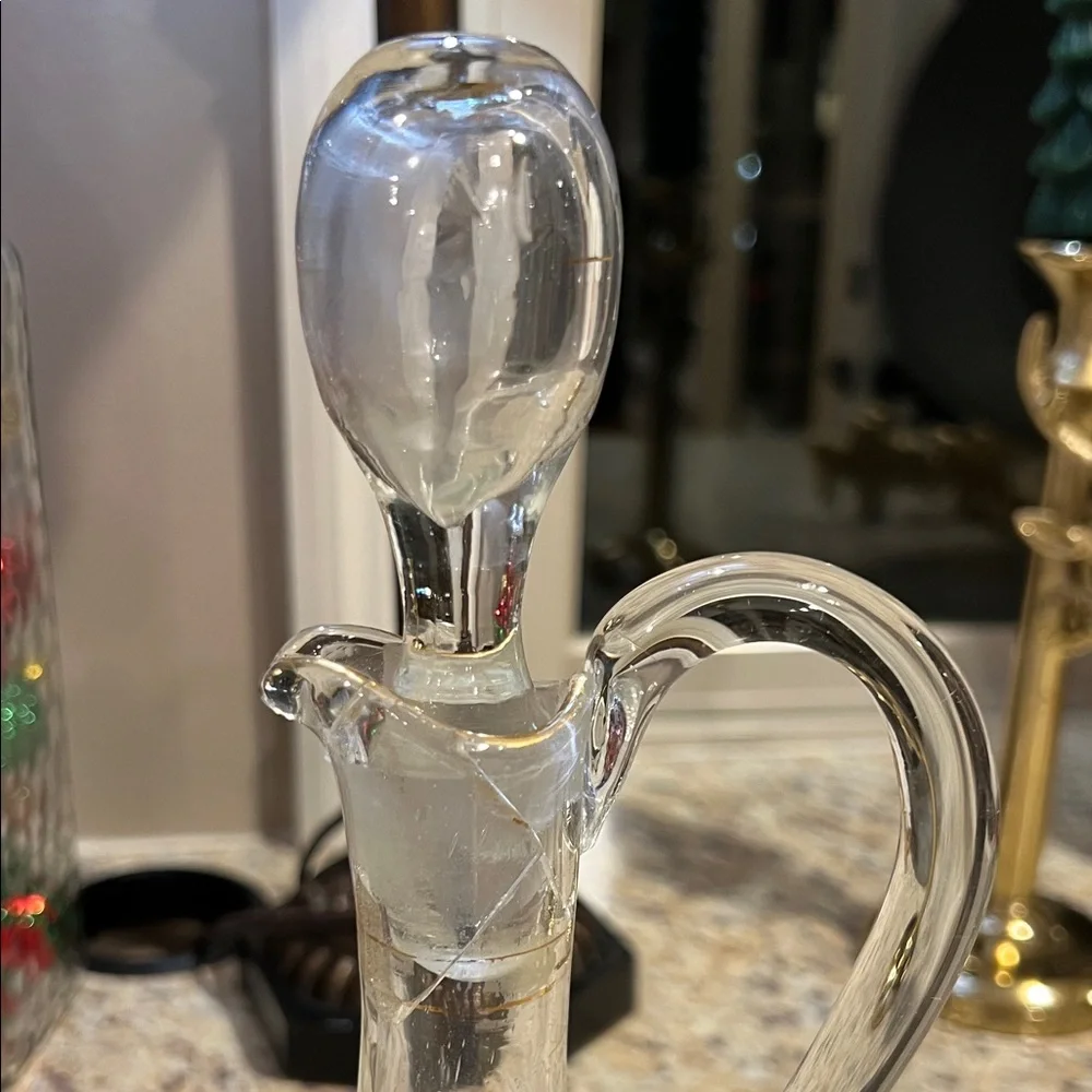 Elegant Glass Decanter with hand painted Sailboat Design